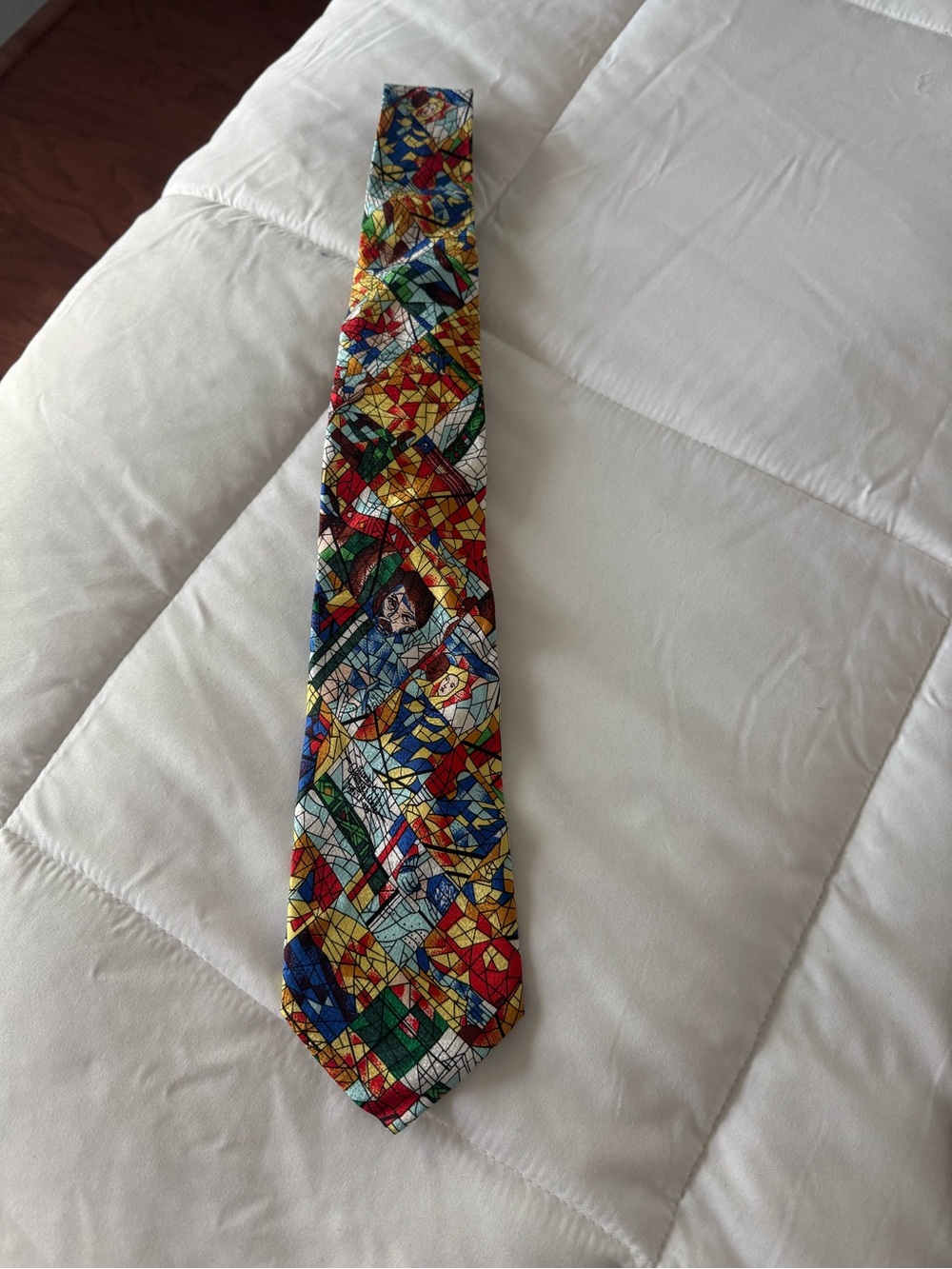 Harlequin Mondial Colorful Stained-Glass Pattern Silk Tie